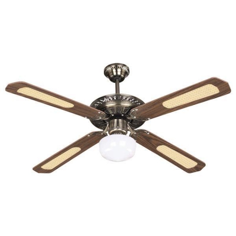 Eurolamp 300-25000 Ανεμιστήρας Οροφής με Φως, Τηλεχειριστήριο και Αντίστροφη Περιστροφή Φτερωτών 70W Καφέ - Χρυσό